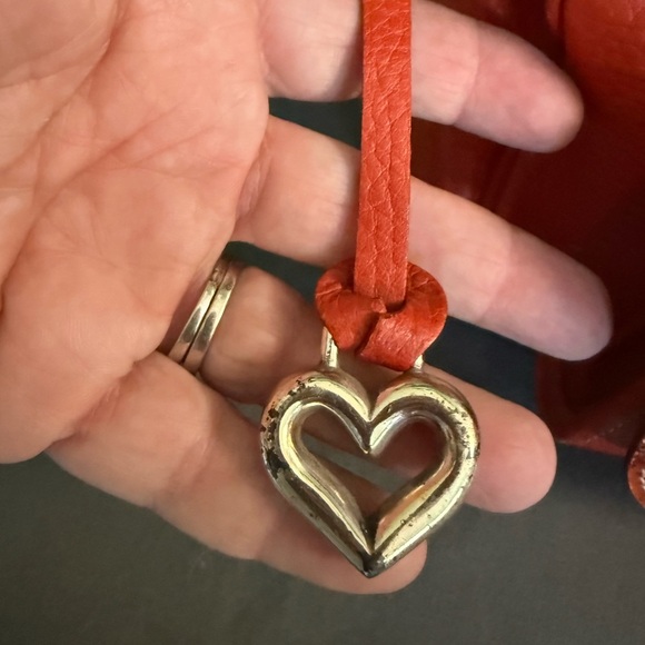 Brighton Vtg Burnt Orange Adjustable Crossbody Organizer Bag Croc Embossed - Picture 10 of 17